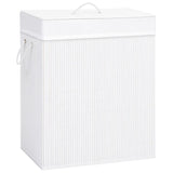 Bamboo Laundry Basket with Single Section White 83 L