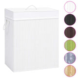 Bamboo Laundry Basket with Single Section White 83 L - Front View