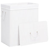 Bamboo Laundry Basket with Single Section White 83 L - Side View