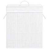 Bamboo Laundry Basket with Single Section White 83 L - Top-Down View