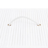 Bamboo Laundry Basket with Single Section White 83 L - Close-Up Angle
