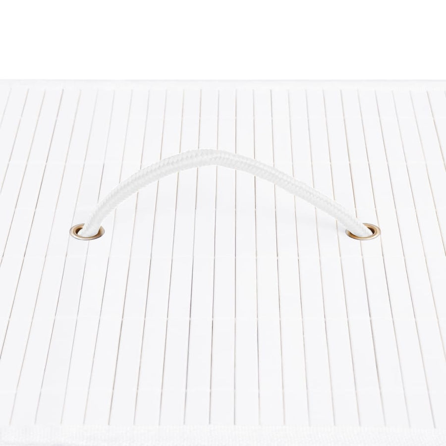 Bamboo Laundry Basket with Single Section White 83 L