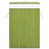 Bamboo Laundry Basket with Single Section Green - Side View