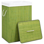 Bamboo Laundry Basket with Single Section Green
