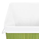 Bamboo Laundry Basket with Single Section Green - Close-Up Angle
