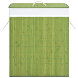 Bamboo Laundry Basket with Single Section Green 83 L - Side View