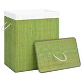 Bamboo Laundry Basket with Single Section Green 83 L - Top-Down View