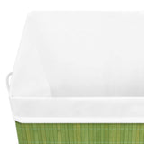 Bamboo Laundry Basket with Single Section Green 83 L - Close-Up Angle