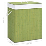 Bamboo Laundry Basket with Single Section Green 83 L - Extra Image