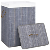 Bamboo Laundry Basket with Single Section Grey - Side View
