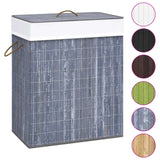 Bamboo Laundry Basket with Single Section Grey 83 L - Front View