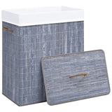 Bamboo Laundry Basket with Single Section Grey 83 L - Side View