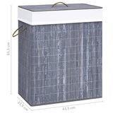 Bamboo Laundry Basket with Single Section Grey 83 L - Extra Image