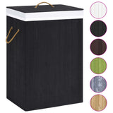 Bamboo Laundry Basket with Single Section Black - Front View
