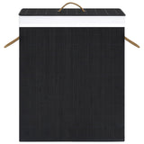 Bamboo Laundry Basket with Single Section Black 83 L - Top-Down View
