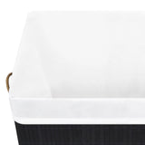 Bamboo Laundry Basket with Single Section Black 83 L - Close-Up Angle