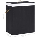 Bamboo Laundry Basket with Single Section Black 83 L - Extra Image