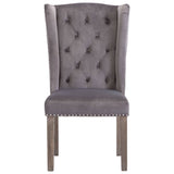 Dining Chair Grey Velvet - Side View