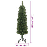 Slim Artificial Christmas Tree with Stand Green 150 cm PVC - Close-Up Angle