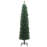 Slim Artificial Christmas Tree with Stand Green 210 cm PVC - Side View