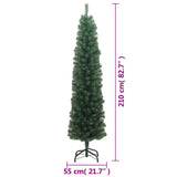 Slim Artificial Christmas Tree with Stand Green 210 cm PVC