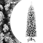 Slim Artificial Christmas Tree with Flocked Snow Green 150 cm