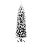 Slim Artificial Christmas Tree with Flocked Snow Green 150 cm