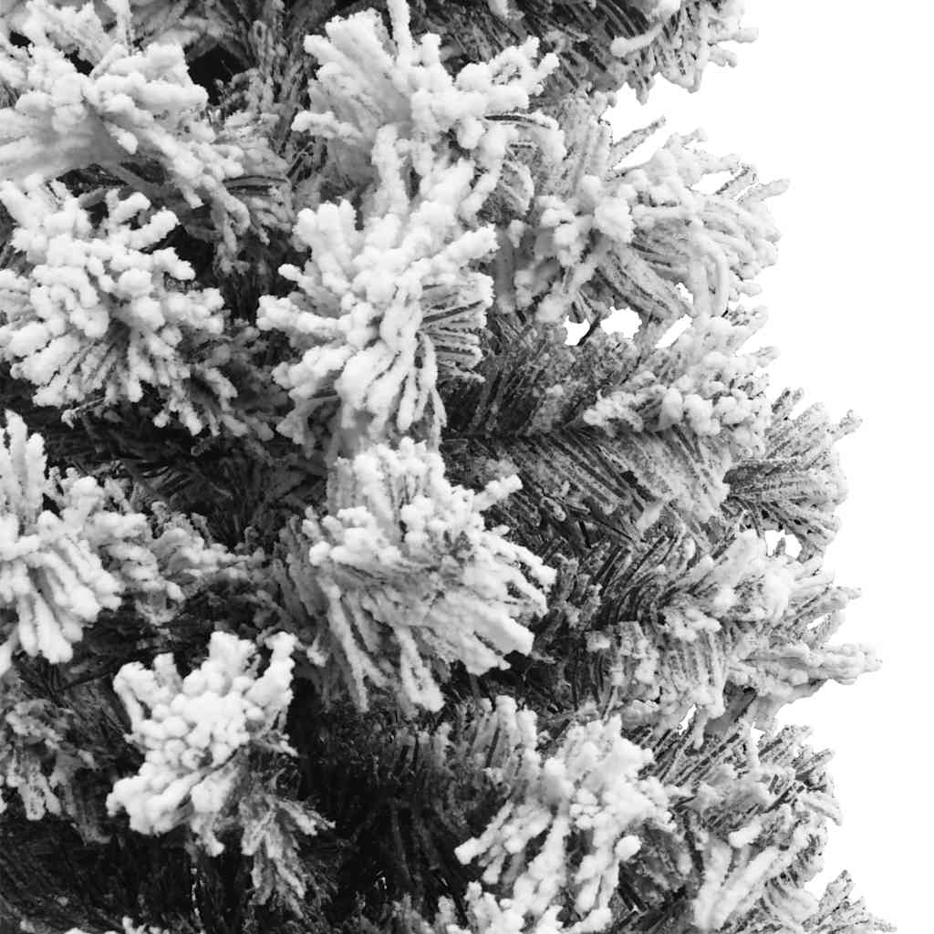 Slim Artificial Christmas Tree with Flocked Snow Green 150 cm PVC