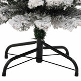 Slim Artificial Christmas Tree with Flocked Snow Green 150 cm PVC - Rear View