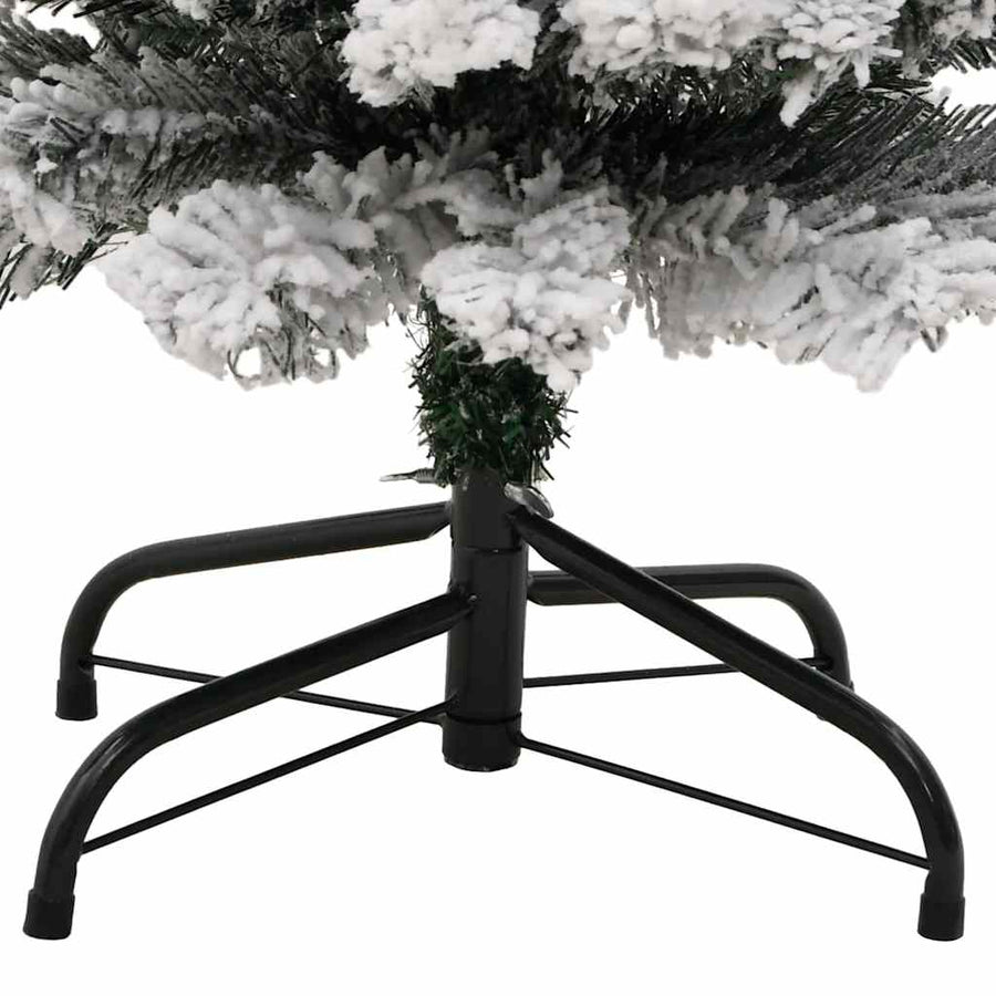 Slim Artificial Christmas Tree with Flocked Snow Green 150 cm