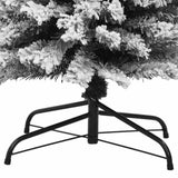 Slim Artificial Christmas Tree with Flocked Snow Green 180 cm PVC - Rear View