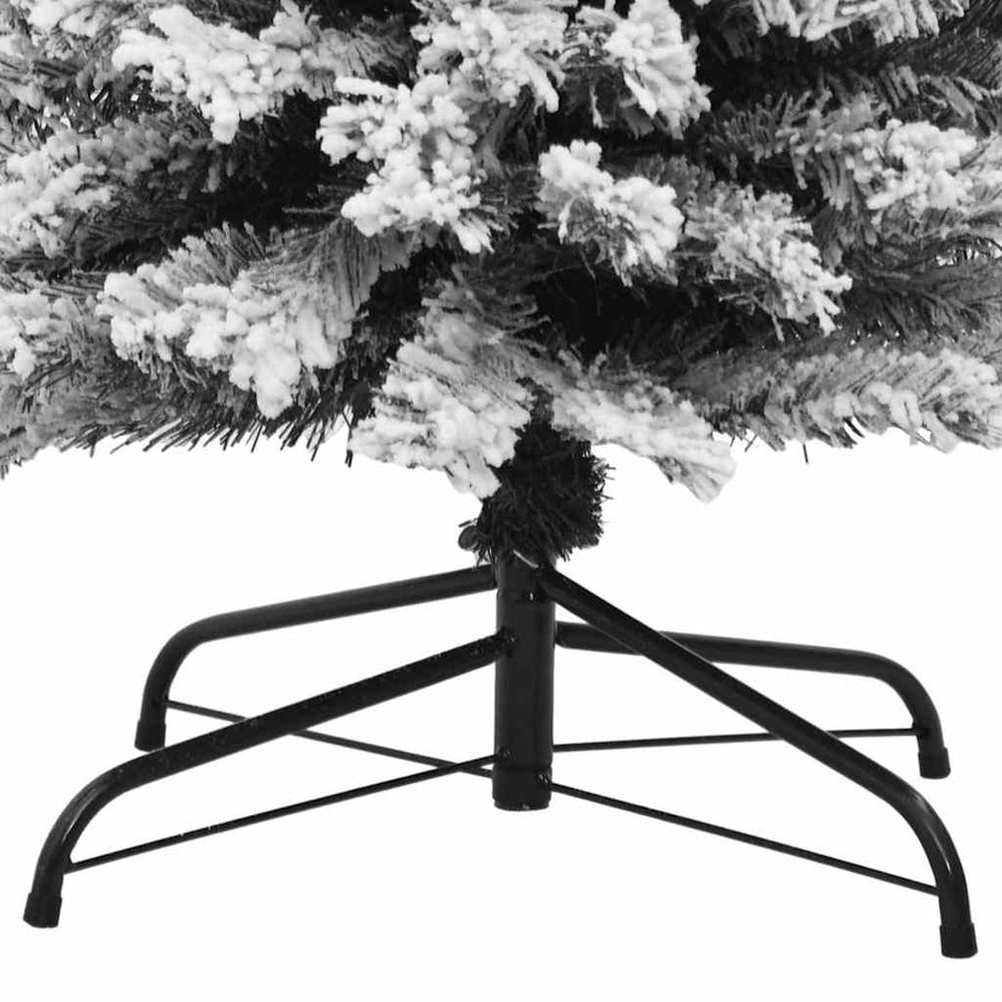 Slim Artificial Christmas Tree with Flocked Snow Green 180 cm