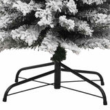 Slim Artificial Christmas Tree with Flocked Snow Green 210 cm PVC - Rear View