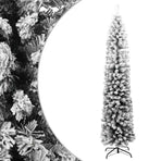 Slim Artificial Christmas Tree with Flocked Snow Green 240 cm