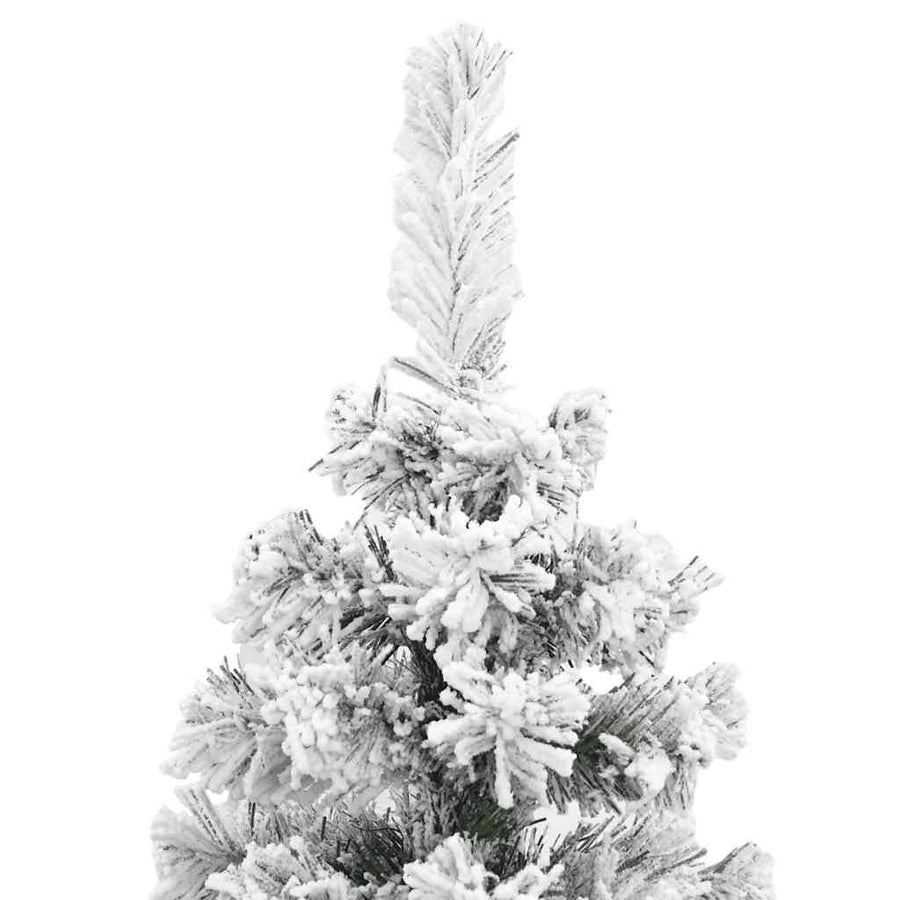 Slim Artificial Christmas Tree with Flocked Snow Green 240 cm