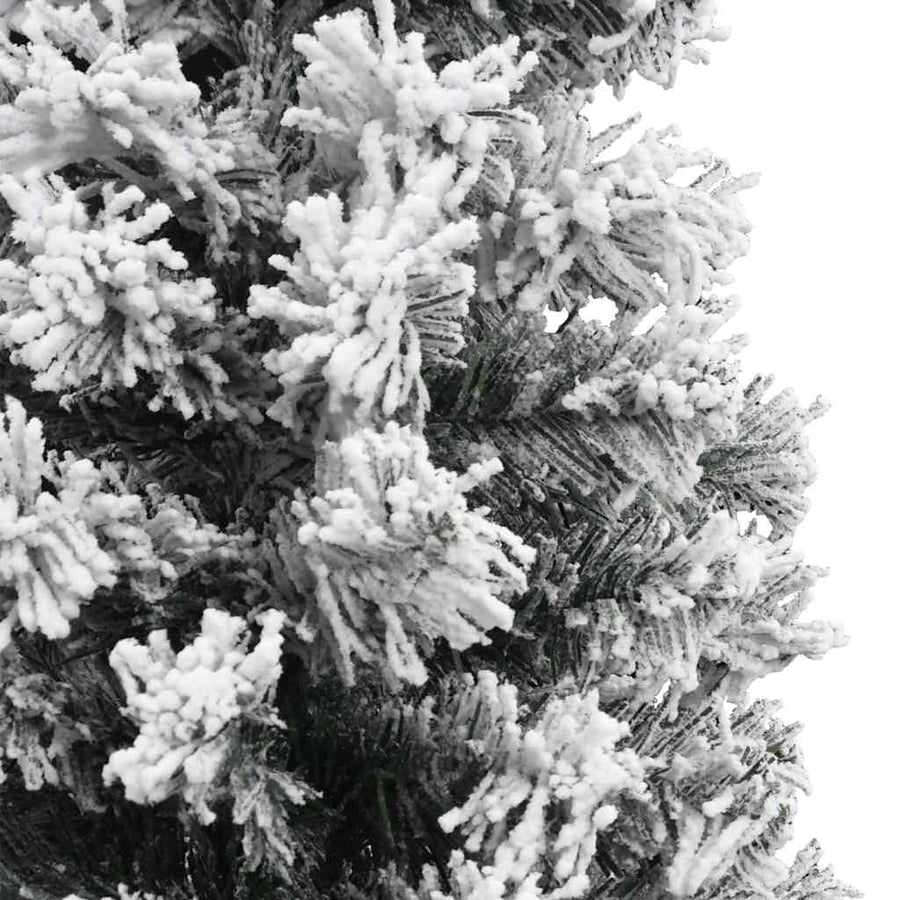 Slim Artificial Christmas Tree with Flocked Snow Green 240 cm