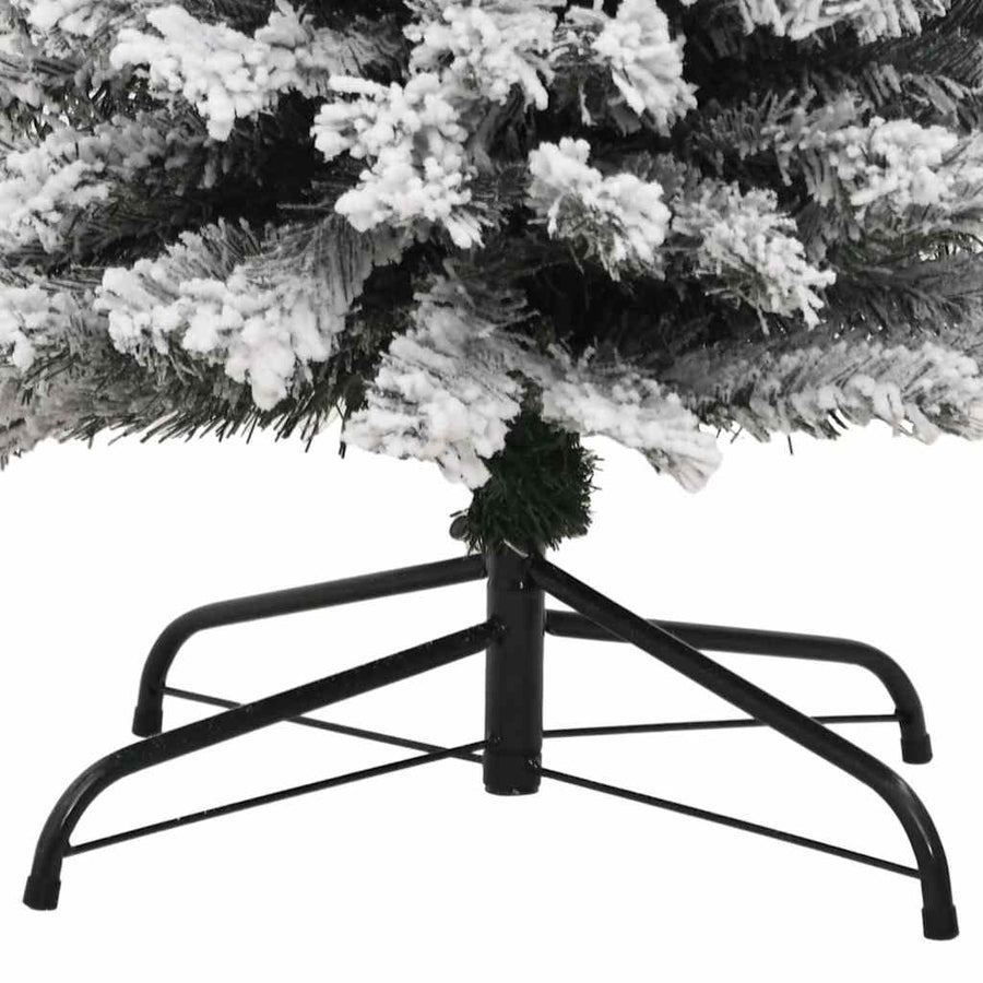 Slim Artificial Christmas Tree with Flocked Snow Green 240 cm