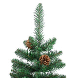 Slim Christmas Tree with Real Wood and Cones Green 180 cm PVC - Top-Down View