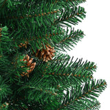 Slim Christmas Tree with Real Wood and Cones Green 180 cm PVC - 45-Degree Angle