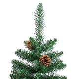 Slim Christmas Tree with Real Wood and Cones Green 210 cm PVC - Top-Down View