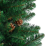 Slim Christmas Tree with Real Wood and Cones Green 210 cm PVC - 45-Degree Angle