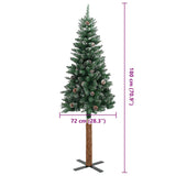Slim Christmas Tree with Real Wood and White Snow Green 180 cm - Top-Down View