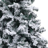 Artificial Christmas Tree with Flocked Snow Green 180 cm PVC - Top-Down View