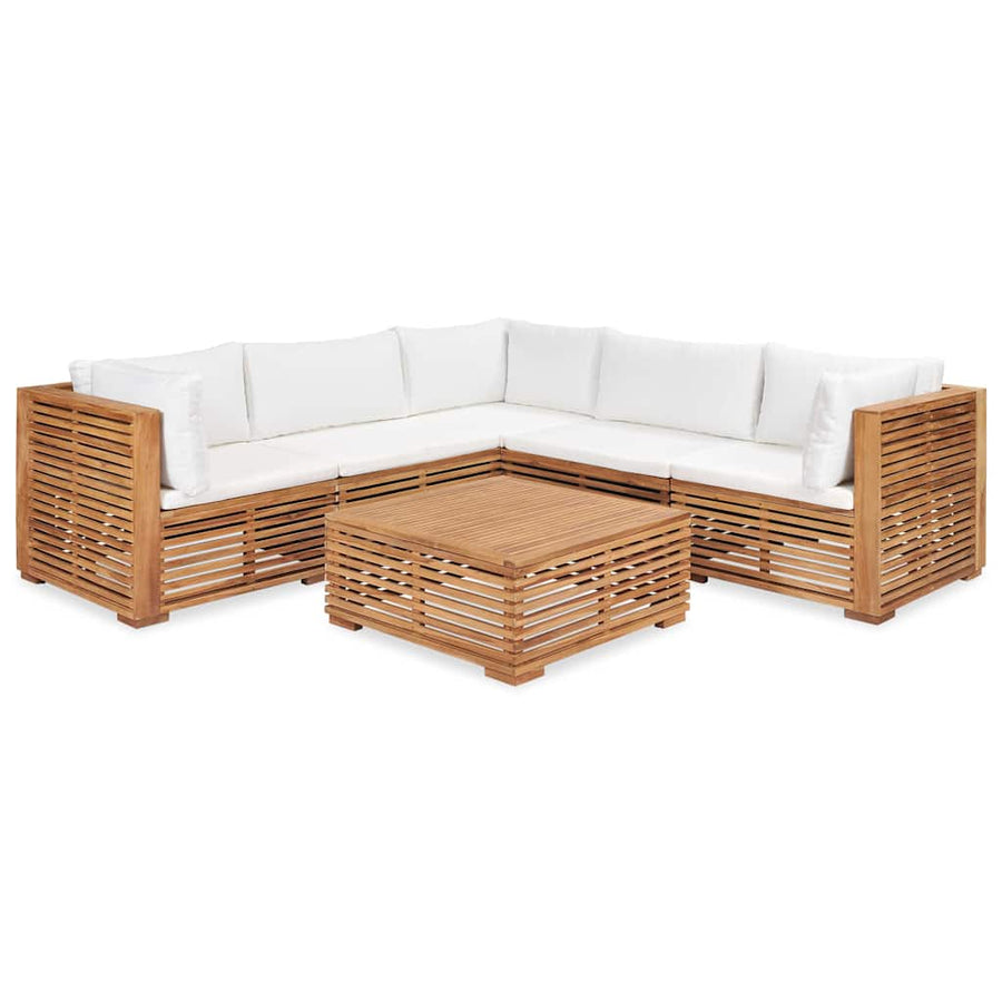 6 Piece Garden Lounge Set with Cushions Solid Teak Wood