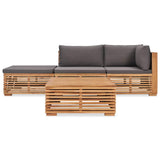 4 Piece Garden Lounge Set with Cushions Solid Teak Wood - Front View