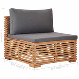 4 Piece Garden Lounge Set with Cushions Solid Teak Wood