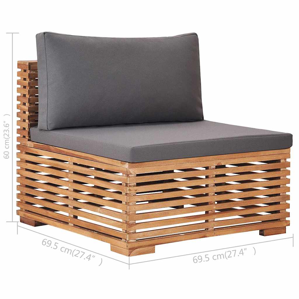 5 Piece Garden Lounge Set with Cushions Solid Teak Wood