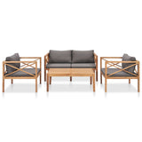 4 Piece Garden Lounge Set with Cushions Solid Wood Teak