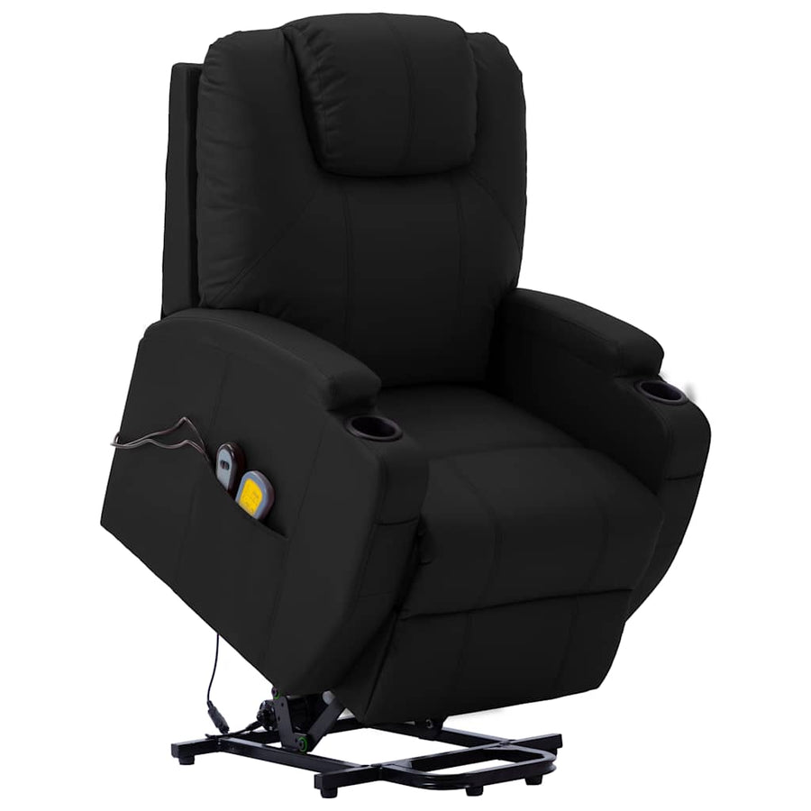 Stand-up Massage Recliner Black Faux Leather