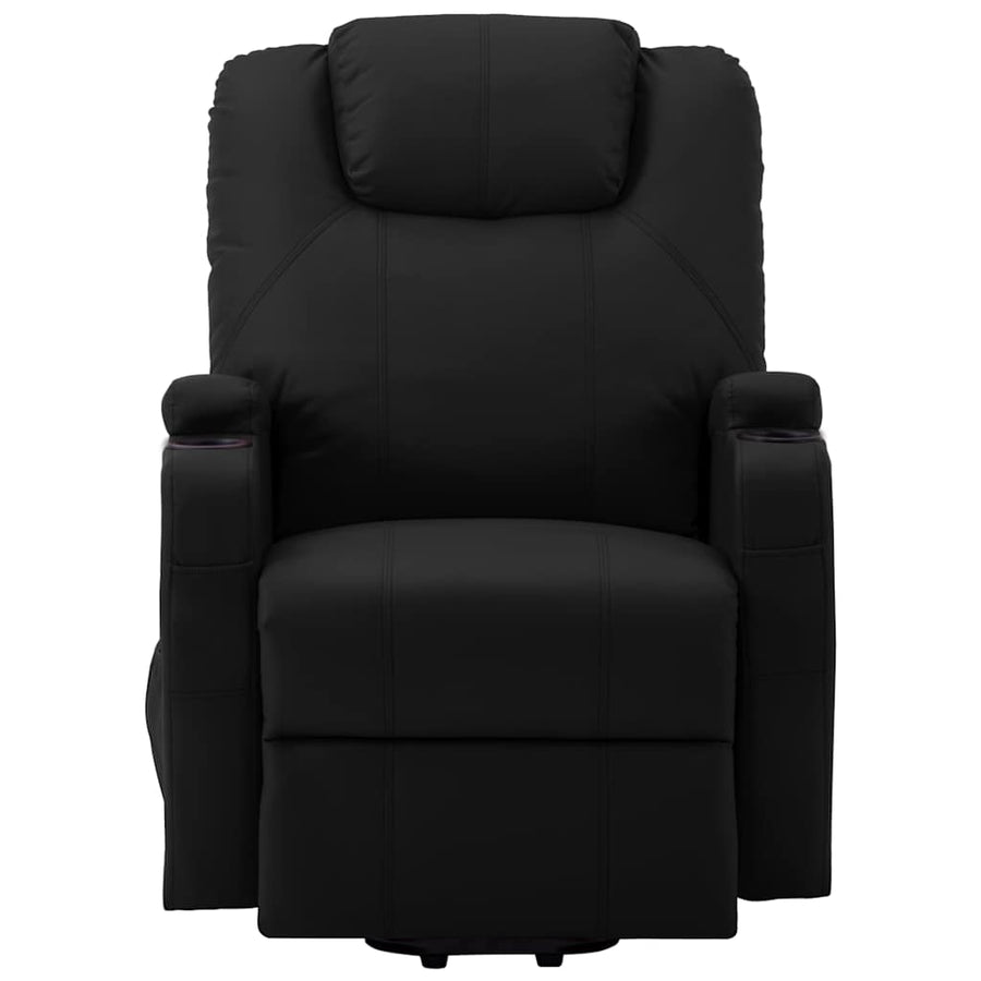 Stand-up Massage Recliner Black Faux Leather